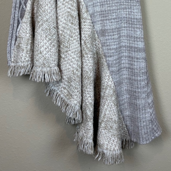 Sleeping On Snow Taupe/Beige/Cream Asymmetrical Knit Fringe Pull On Skirt - Picture 3 of 12